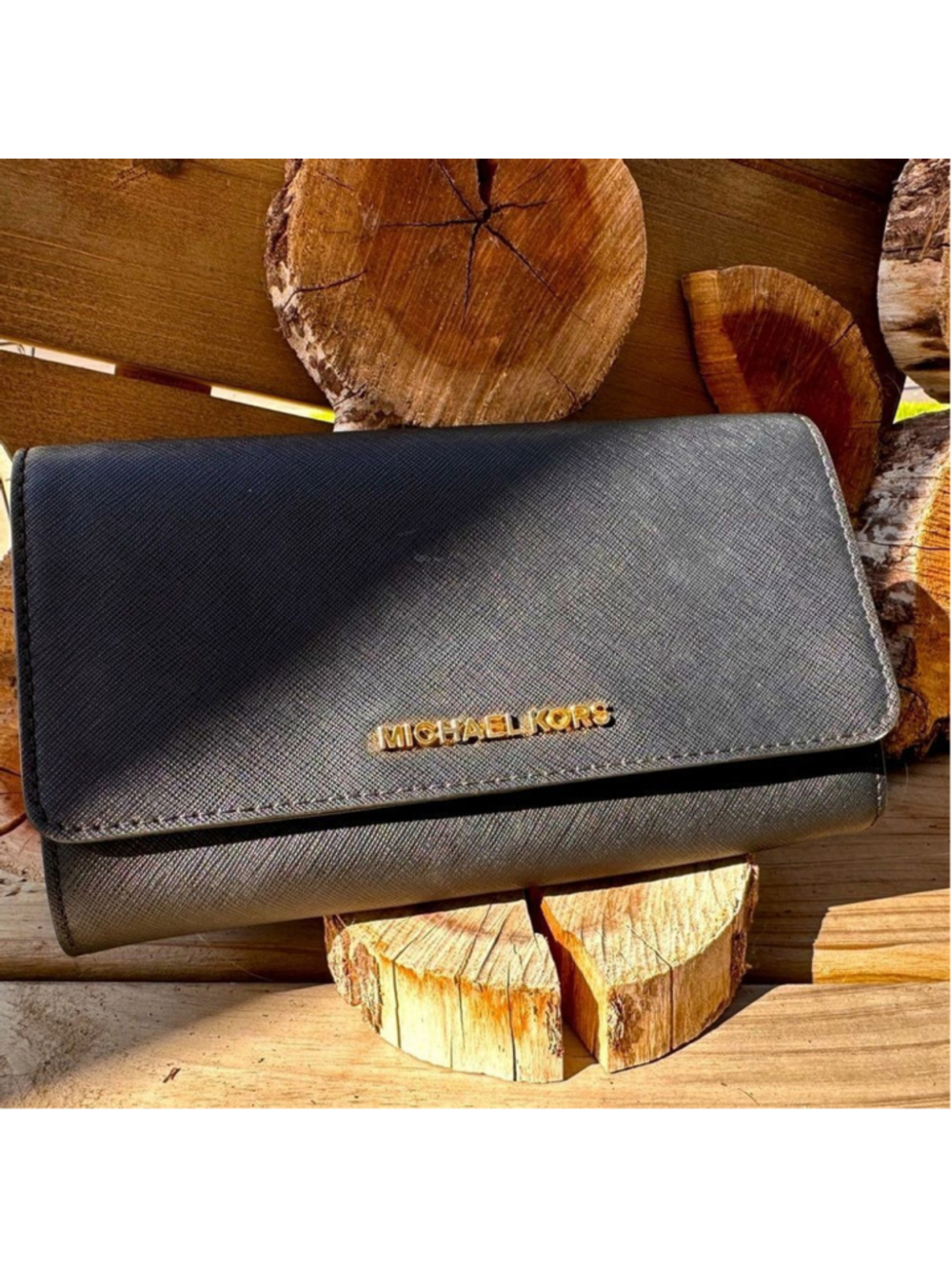 Michael Kors Jet Set Large Wallet Saffiano Leather Black